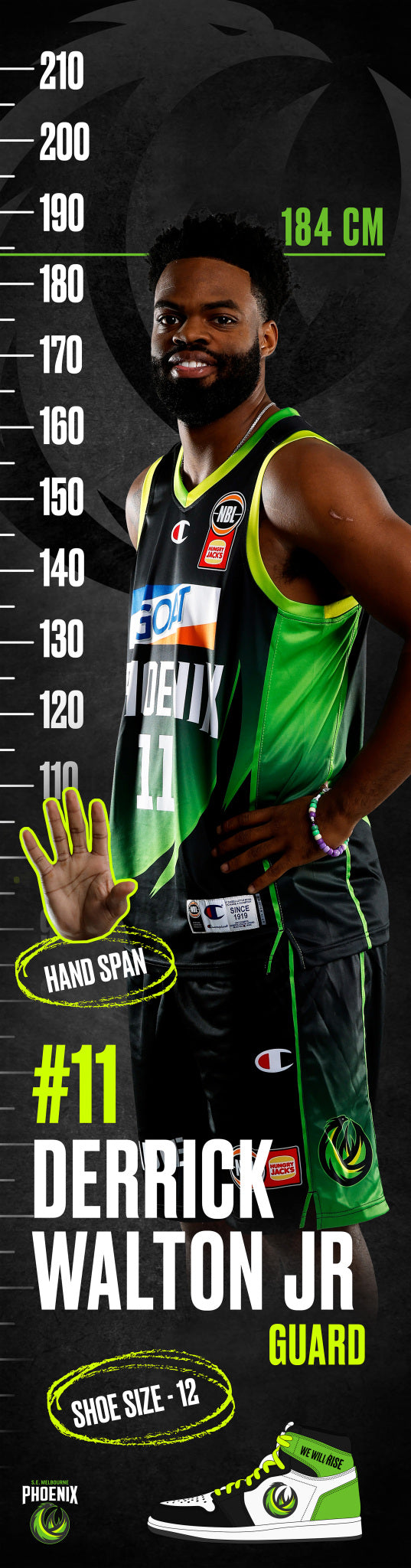 Derrick Walton Jr NBL25 Height Chart