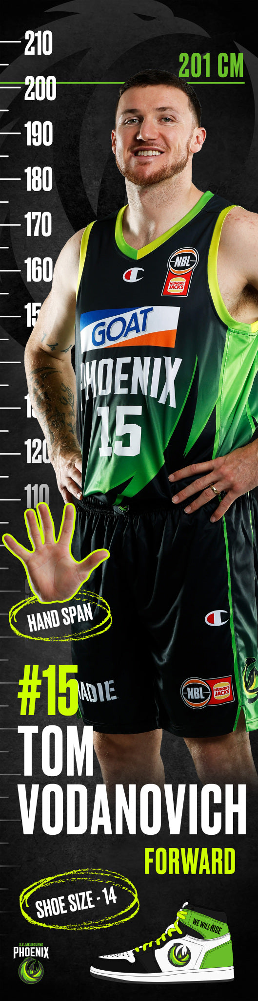 Tom Vodanovich NBL25 Height Chart